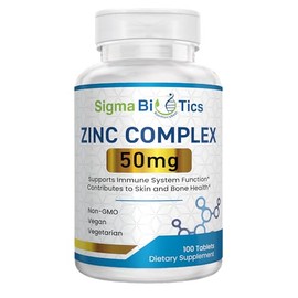Sigma Biotics High-Potency Zinc 50mg Supplement - Supplements for Immune Support & Skin Health - Non-GMO Mineral Supplement with Zinc Oxide & Citrate - 60 Tablets