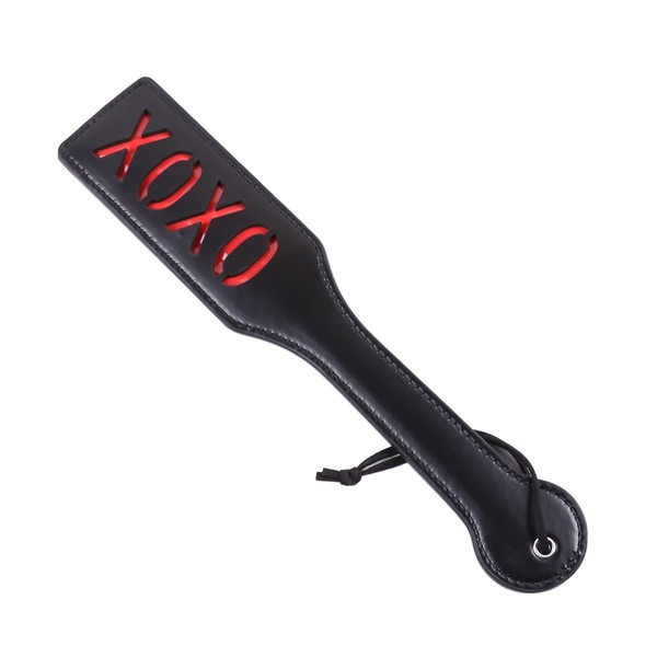 KuTi Kai General Faux Leather Paddle Leather Whips Riding Crop Toy (Black)