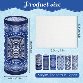 Outus 12 Pcs Car Tissues Cylinder Holder with 3 Ply Facial Tissue Bulk Black White Round Tissue Holder Travel Tissues Boxes Container for Car Cup Wedding Birthday Party(Mandala)