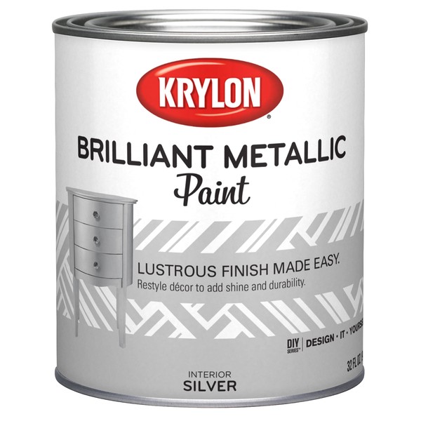 Krylon K02226000-14 Brilliant Metallic Quart, 32 Fl Oz (Pack of 1), Silver