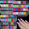 6 Boxes Sparkling Crystal Nail Rhinestones Pearls Kit,Flatback Multicolor Transparent
