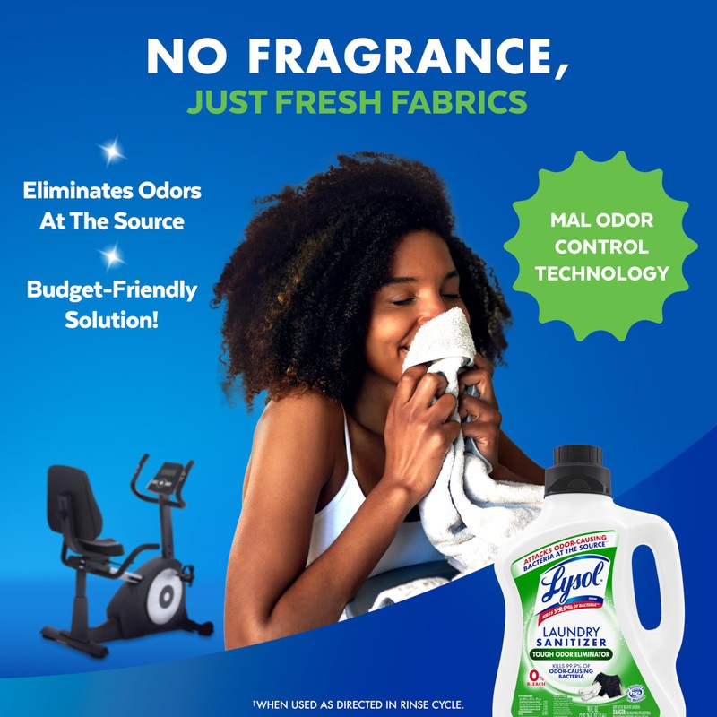 Lysol Tough Odor Eliminator Laundry Sanitizer Additive, Sanitizing Liquid for