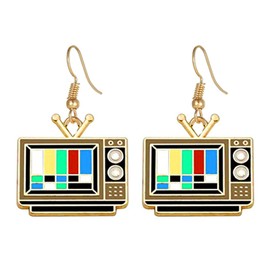 coadipress Vintage Television Earrings Creative Statement Unique TV Dangle Drop Earrings Novelty Jewelry for Women Birthday Gifts (Retro TV Earrings)
