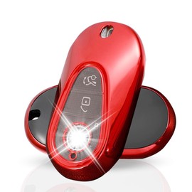 KULCSOK Mercedes C Class S Class GLC EQS EQE Key Fob Cover Case - TPU Key Protector, 3 Buttons, E Red