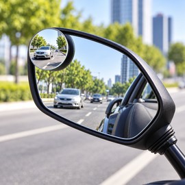 Motorcycle Blind Spot Mirror for Rearview Visibility – 360° Adjustable Wide-Angle Convex Mirror for Riding and Parking