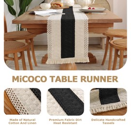 Black Table Runner Boho Table Runner with Tassels 240x30 cm Woven Cheesecloth Table Runner for Bohemian Style Decoration, Daily Home Dining Table Decoration, Wedding Parties (Black, 240X30 CM)