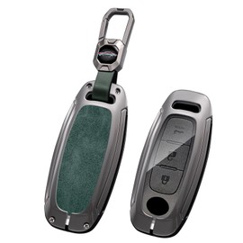 ontto Metal Leather Car Key Fob Cover Fit for Nissan Ariya Qashqai X-trail ePower Juke Teana 2023 2024 Smart Key Holder case keyring Shell bag keychain auto accessories Green 1