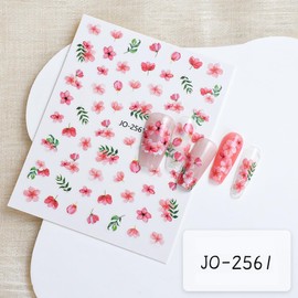 Spring Flower Nail Art Stickers Decals 3D Self-Adhesive Colorful Peach Floral Design Nail Stickers Lavender Carnation Nail Decals Spring Summer Nail Supplies for Women DIY Manicure 6Sheets…