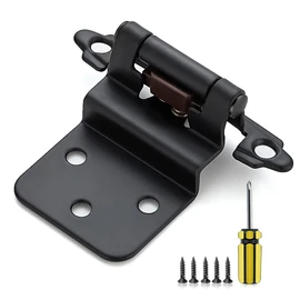 Ravinte 50Pack 25Pairs 3/8inch Inset Cabinet Door Hinges Kitchen Cabinet Hinges Black Semi-Concealed Hinges Face Mount Cabinet Hardware Self-Closing Cabinet Hinges with Door Bumpers&Screwdriver