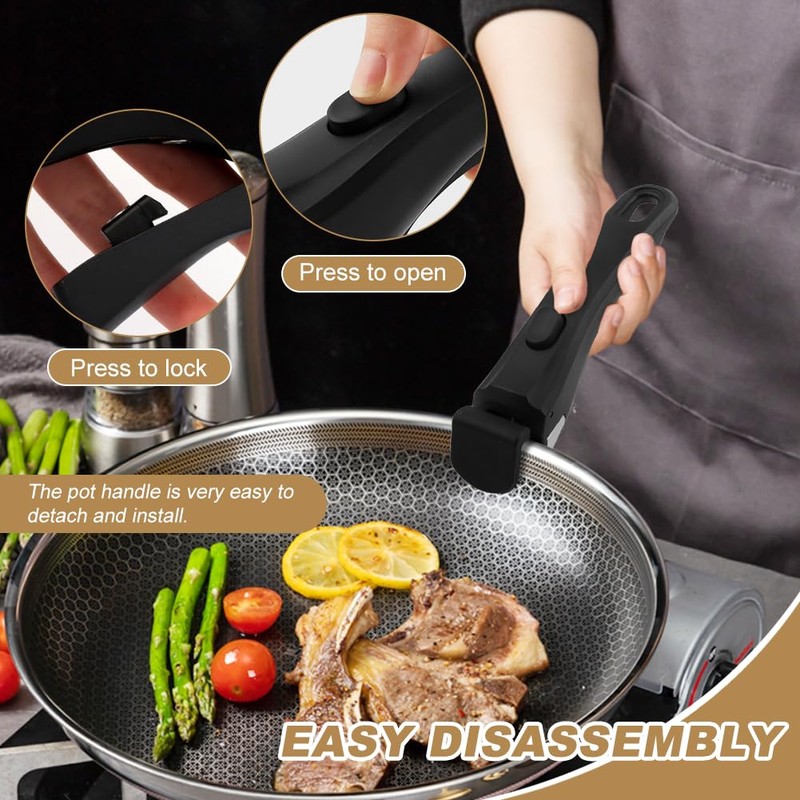2 Pack Detachable Pot Handle,Replacement Handles for Carote, Pan Handle