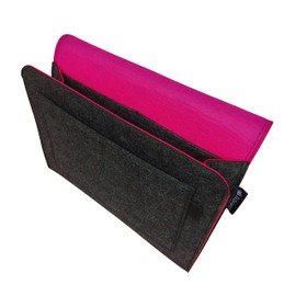 Tebewo Felt Bed Organiser, Sturdy Bed Shelf, Hanging Shelf for Bed Box, Bed Bag for Storing Books, Remote Control and More (Dark Grey/Magenta)