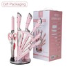 Kitchen Knife Set, Retrosohoo 9-Pieces Pink Sharp Non-Stick Coated Chef