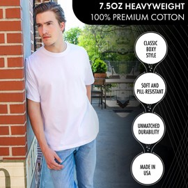 Go2 Men's Super Heavyweight 7.5oz T-Shirt, Indigo Blue, Large - Made in USA