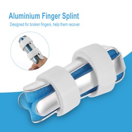 4-sided Finger Splint, Finger Support Brace Finger Stabilizer with Adjustable Fixing Belt Finger Straightener to Straighten Trigger Middle Pinky Finger, Metal Aluminum Immobilizer with Foam