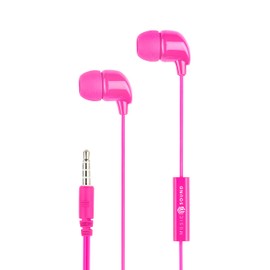 Music Sound | Wired Headphones Fullcolor Intra-auriculaires | In-Ear Stereo Headphones with Cable and Built-in Microphone - 3.5mm Jack - 1.2m Anti-Tangle Cable - Pink