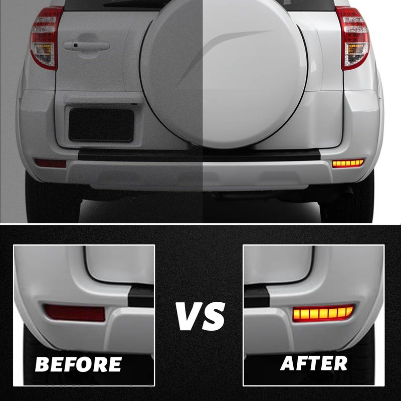 PGTOPONE Full LED Rear Bumper Reflectors Fog Brake Tail Light
