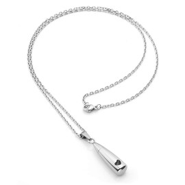 Jovivi Stainless Steel Ash Jewellery Memorial Urn Bottle Hollow Heart Drop Pendant Chain Capsule Pendant Necklace for Memorial, Stainless Steel