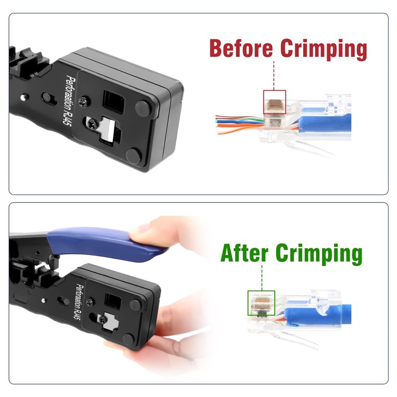 RJ45 Crimping Pliers Network Connector Set with 10 x Cat