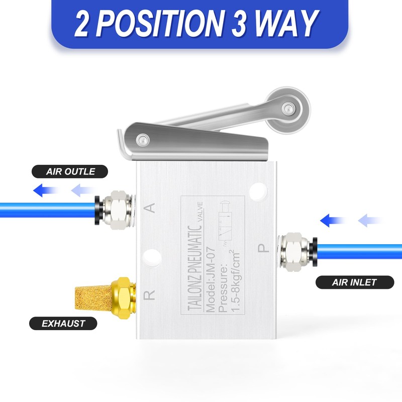 TAILONZ PNEUMATIC 2 Position 3 Way 1/4 Inch Roller Pneumatic