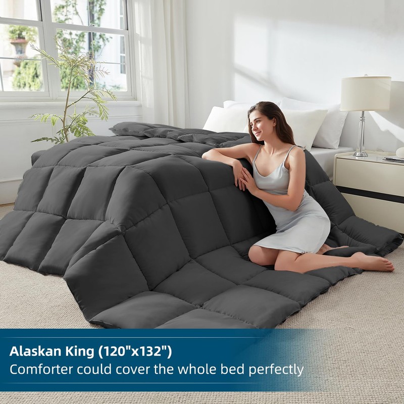 Soft Alaskan King Comforter 120"x 132" Extra Large Lightweight Quilted