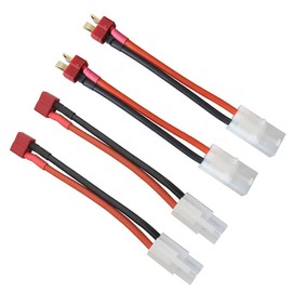 FLY RC 2 Pairs T Style Plug to Tamiya Connector Female Male Adapter Cable for RC Speed Controller ESC Cars FPV Charging Lipo/NiMH Battery Connection