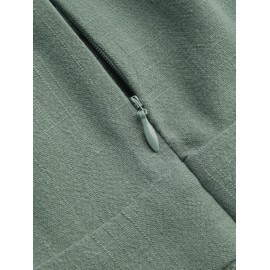 CIDER Maxi Dress for Women V Neck Ruffle Split Linen Blend Midi Summer Dress Green