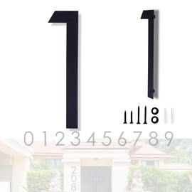 16 Inch Modern House Numbers for Outside,Large Black Metal House Numbers,House Address Numbers for House Address Apartments Wall Door Hotel Garage Gate with Nail Kit Number 1