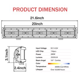 Side Shooter LED Light Bar, Auto Power Plus 20 Inch 280W Led Off Road Lights Led Work Light Quad Row Light Bar Led Driving Fog Lights for Trucks Pickup UTV ATV Car Boat