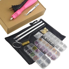 XINMEIWEN ホットフィックス ラインストーン アプリケーター ツール DIY ワンド セッター ツールキット 7つの異なるサイズのチップ ピンセット & ブラシクリーニングキット 3パック ホットフィックス クリスタル ラインストーン (ピンク)