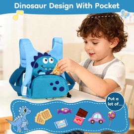 Dr.meter Children's Leash, Anti-Lost Backpack with 1.2 m 360° Rotating Safety Belt, 3-in-1 Cute Dinosaur with Lock, Safety Belts, Safety Equipment for Outdoor (Blue)
