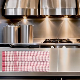 Lyra Linens - 100% Cotton Wonderdry Checked Tea Towels As Seen In Professional Restaurants & Hotels - Durable Long Lasting & Absorbent - x3 Colours To Choose From (4, Red)