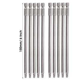 Bestgle 10pcs 1/4 Inch Shank 150mm Long Magnetic Square Head Screwdriver Bits, SQ2