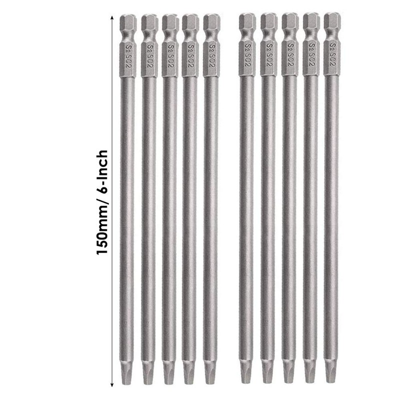 Bestgle 10pcs 1/4 Inch Shank 150mm Long Magnetic Square Head