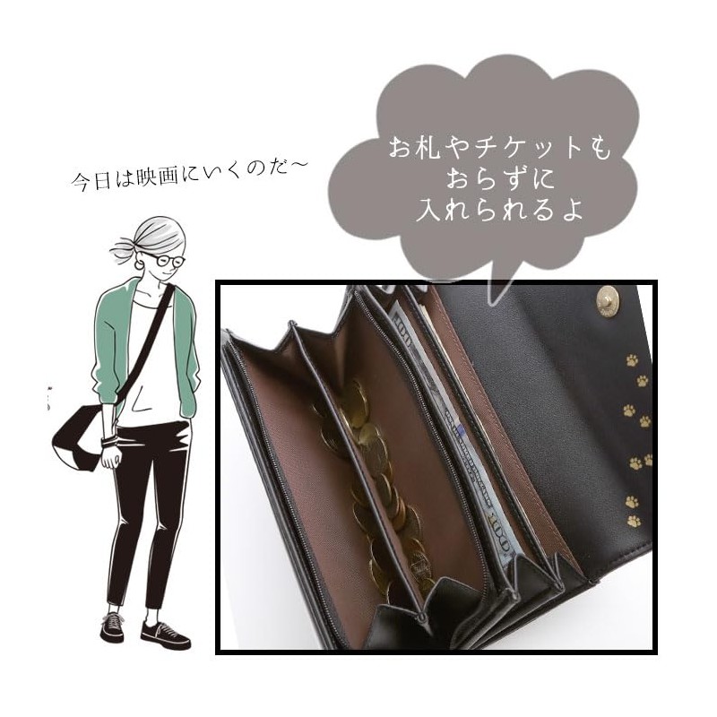 Long Wallet, V-shaped Bijou Letter Plate, Cat, Long Wallet, JW0171.