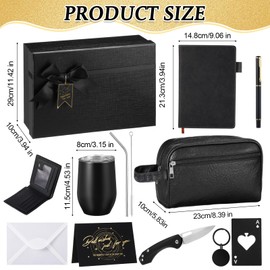 Mimorou 13 Pcs Birthday Gifts for Men Thank You Gift Baskets 12 oz Stainless Steel Tumbler Leather Toiletry Bag for Him Valentine Christmas for Dad, Boyfriend, Husband, Brother