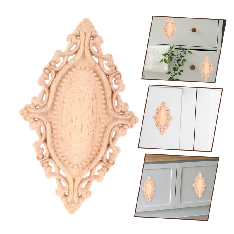 BIUDECO Strong Structure Wooden Applique Oval Door Center Flower Sheet
