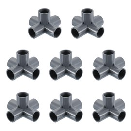 sourcing map 1/2" PVC Fittings, 6 Pcs 5 Way Elbow Connector Elbow PVC Furniture Fittings Corner Fitting for Water Supplies PVC Furniture DIY Shelf Greenhouse Tent Connection, Grey