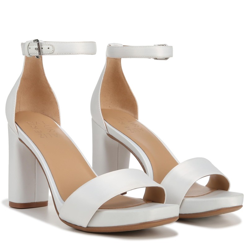 Naturalizer Womens Joy Sandal Pearl White Satin Fabric 8 M