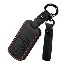 ZANEKO Freed Key Case for Honda Step Wagon RK5 Key Cover Odyssey Smart Key Case Elython Key Holder Genuine Leather, Black