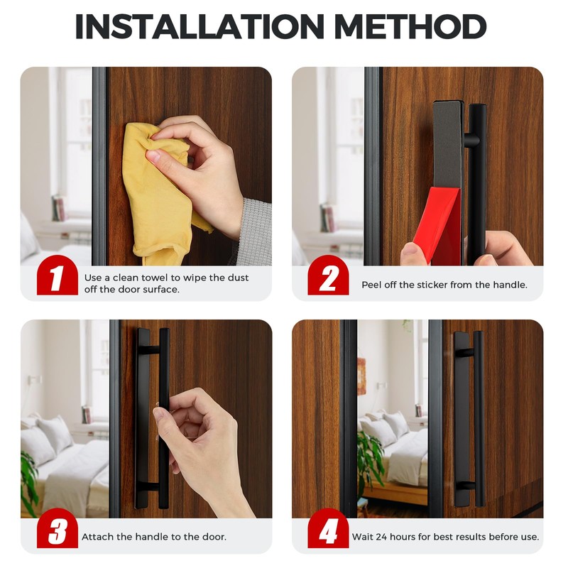 Ravinte 8 Pack Adhesive Cabinet Handles, Stick on Black Cabinet