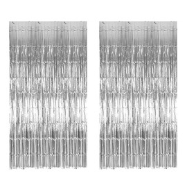 EIROVYA Tinsel curtain, party decoration, New Year's Eve decoration 2025, glitter curtain birthday, pack of 2, glitter background decoration, foil tassel, birthday, wedding, party decoration, streamer