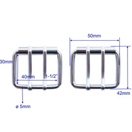 SICOLAS 4 Pieces 40mm Replacement Roller Belt Buckle,1½ Inch Double Pin DIY Leathercraft Hardware Garment Army Belt Buckle, Silver, 40mm