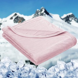 HOMFINE Cooling Blankets for Hot Sleepers - Summer Blanket Thin Lightweight Breathable Soft Double Side Blanket for Bed Couch Sofa, Keep Cool for Night Sweats (Pink, 50 x 70 inches)