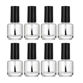 ROHIJALE 8 Packs 15ml/0.5Oz Empty Clear Nail Polish Bottles with Brush Refillable Glass Vials with Black Caps Empty Nail Polish Containers for DIY Nail Art, Cuticle Oil, Glitter, Gel, Liquid Storage