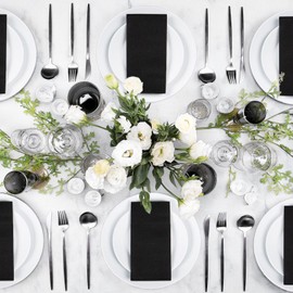 KAMMAK Black Napkins Disposable with Pocket Wedding Decorative Dinner Paper Napkins 100 Pack Linen Feel Prefolded Guest Hand Towels for Party Decoration, Cocktail Reception, Hotel (16.5 x 16.5 inch)