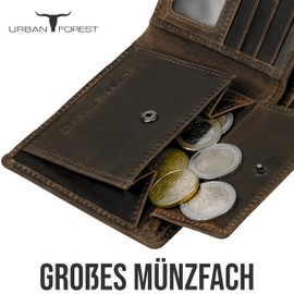 URBAN FOREST, Cntmp, Leather, Purse, Wallet, Landscape format, Natural Leather, Darkbrown, Brown, 11x9,5x1,5 (W x H x D)