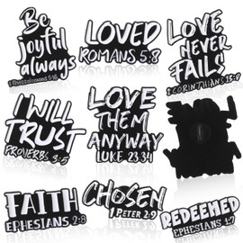 Cunno 8 Pcs Bible Verse Enamel Brooch 1.6 Inch Inspiring Motivational Letter Pin Religious Christian Brooch Christmas Christian Bible Verse Gifts for Clothing Backpacks Hats Jackets Accessories