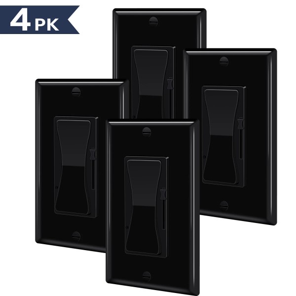 GREENCYCLE 4 Pack Black Dimmer, 3-Way or Single Pole, 600W