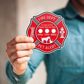 Fire Department in case of Fire Please Save Our Pets Alert Sign, (6 Pack) 3x3 Inches, 4 Mil Vinyl Decal Stickers UV Protected, Made in USA by Sigo Signs