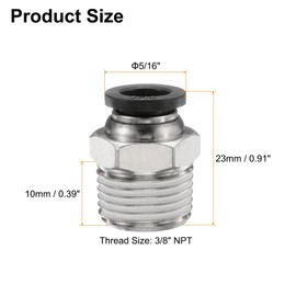 HARFINGTON Push to Connect Fittings 5/16" Tube OD x 3/8" NPT Thread Male Straight Union Fittings Copper Quick Connect Pneumatic Fittings for Semi Truck Trailers Air Brake System, Black